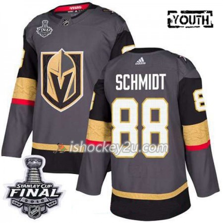 Børn NHL Vegas Golden Knights Trøje Nate Schmidt 88 2018 Stanley Cup Final Patch Adidas Grå Authentic